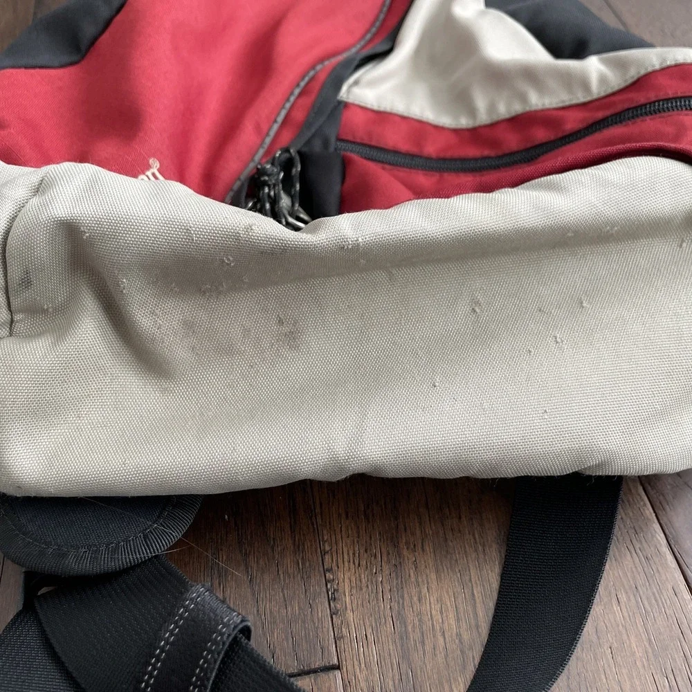 L.L. Bean Stowaway Sling Crossbody‎ Bag Gray/Red/Black Hiking Outdoor